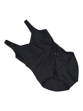 Krista Women's Black One Piece Swimsuit V-Neck Side Circle Pull 14